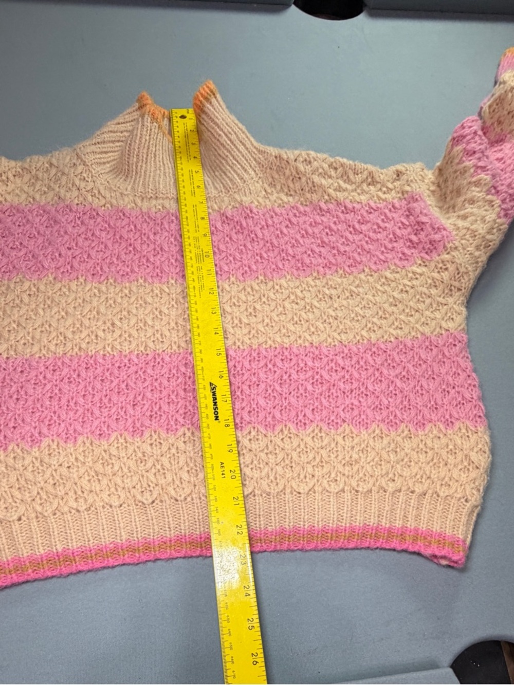 Buckle VRG grl Striped Pink and Cream Turtleneck Sweater - Cozy Knit Pullover - Picture 6 of 7